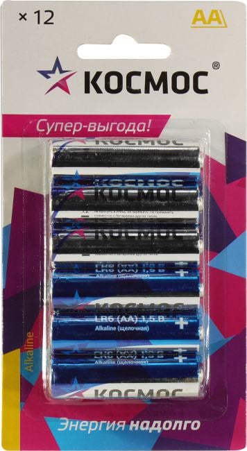 Космос <КОСLR6BL12>, Size "AA", 1.5V, щелочной (alkaline) <уп.  12  шт>