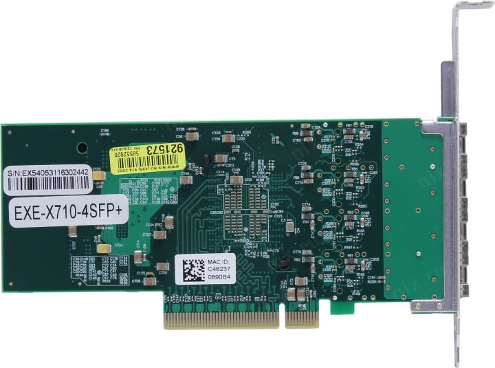 Exegate EX299016RUS Сетевой адаптер ExeGate EXE-X710-4SFP+ (PCI-E x8 v.3, порты 4x SFP+, Quad 10Gb/s, Server NIC Chipset Intel FTXL710)