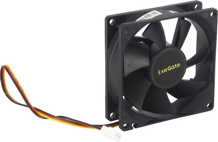 Exegate EX297048RUS Вентилятор 12В DC ExeGate EX08025B3P (80x80x25 мм, 2-Ball (двойной шарикоподшипник), 3pin, 2000RPM, 19dBA)