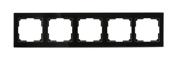SBE-05b-Glass-FR-5 Рамка 5-местная стекло черная  "Нептун"  (SBE-05b-Glass-FR-5)