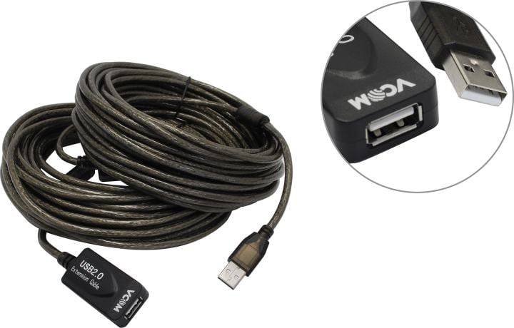 VCOM (VUS7049-20м) Кабель удлинительный активный  USB  2.0-repeater A--)A  20м