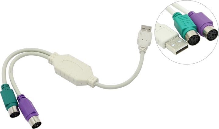 Espada <EUSBM/2xPS/220>  кабель-адаптер USB AM->2xPS/2