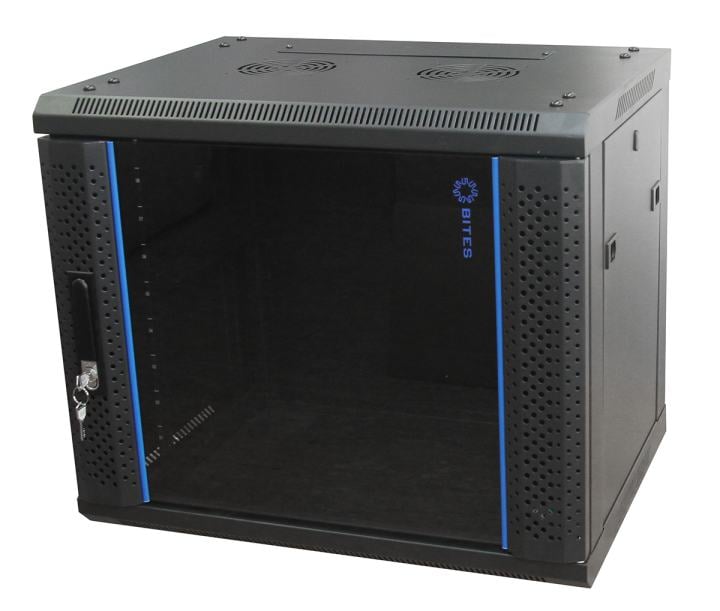 5bites <TC6403-09B> Шкаф настенный телекоммуникационный черный 9U 600x450,  дверь  стекло-металл