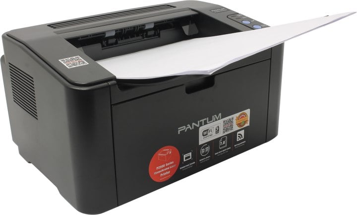 Лазерный монохромный принтер Pantum P2500NW, Printer, Mono laser, А4, 22 ppm (max 15000 p/mon), 600 MHz, 1200x1200 dpi, 128 MB RAM, paper tray 150 pages, USB, LAN, WiFi, start. cartridge (black)