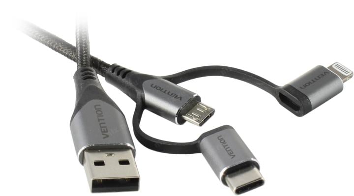 Vention <CQJHF> Кабель USB 2.0 AM -> USB-C/microB/Lightning 1м