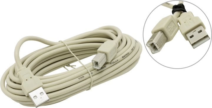 Кабель USB A (M) - USB B (M), 5м, 5bites UC5010-050C