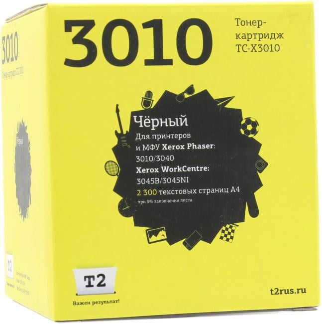 Картридж лазерный T2 106R02183 TC-X3010 106R02183 черный (2300стр.) для Xerox Ph 3010/3040/WC 3045B/3045NI