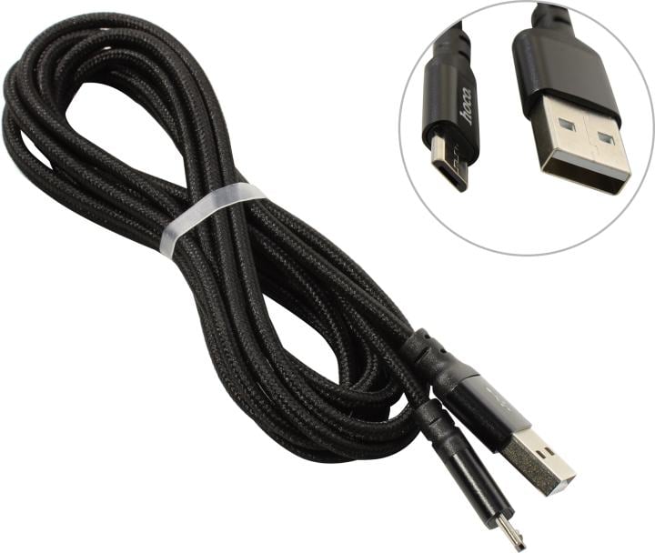 Hoco <X14 micro-B 2M Black> Кабель USB 2.0  AM-->micro-B  2м