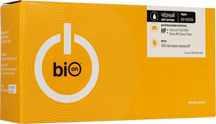 Bion BCR-W2070A Картридж для HP{Color Laser 150a/150w/150nw, MFP 178nw/179fnw} (1000  стр.),Черный, с чипом