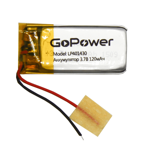 GoPower 00-00019591 Аккумулятор Li-Pol GoPower LP401430 PK1 3.7V 120mAh (1/10/250)