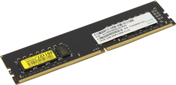 Оперативная память Apacer  DDR4  16GB  2666MHz DIMM (PC4-21300) CL19 1.2V (Retail) 1024*8  3 years (AU16GGB26CQYBGH / EL.16G2V.GNH)