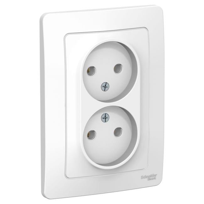 Schneider Electric BLNRS000021 BLANCA С/У РОЗЕТКА двойная без заземления без шторок,  16А, 250В, БЕЛЫЙ
