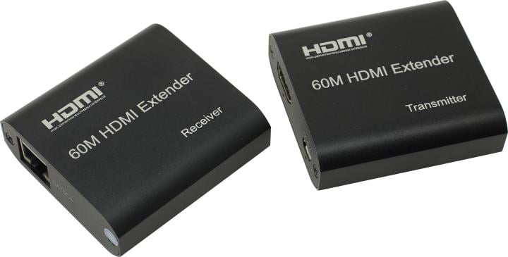 <RPT-60> HDMI Extender (HDMI 19F -> RJ45 -> HDMI 19F, до 60м)  питание от USB