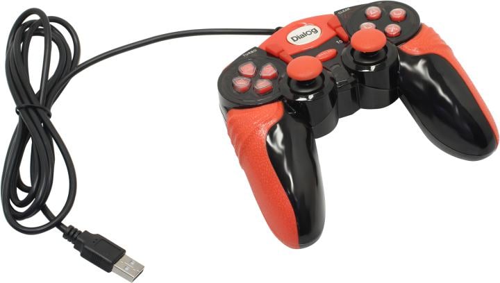 Геймпад Dialog Action <GP-A15 Black-Red> (Vibration, 12кн, 8 поз.перекл,  2 мини-джойстика, USB)