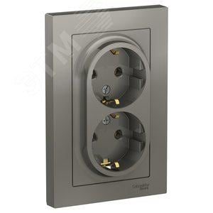 Schneider Electric AtlasDesign <ATN000924> Розетка  двойная  (2К+З,  внутр., сталь)