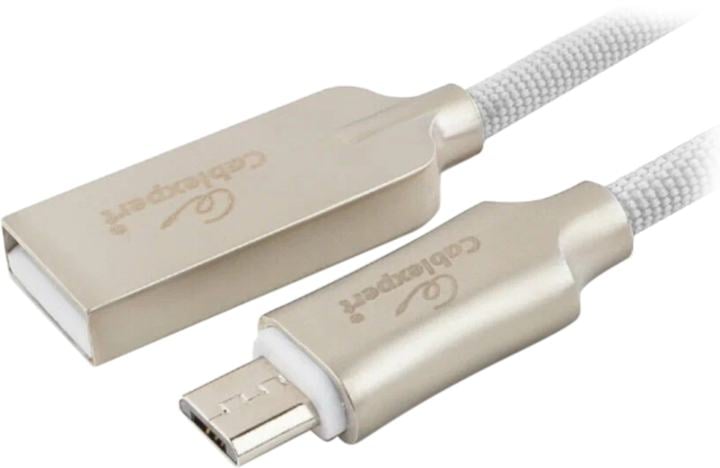 CC-P-mUSB02W-1.8M Кабель USB2.0 Cablexpert CC-P-mUSB02W-1.8M, AM/microB, серия Platinum, 1.8м, белый, нейлон.оплетка, б
