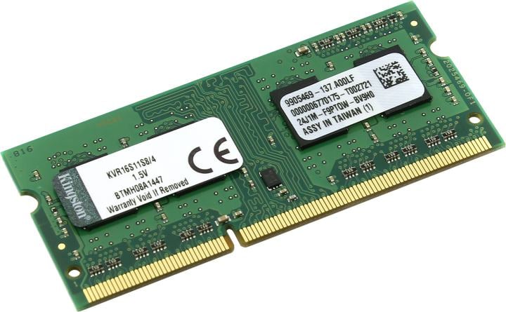 Kingston ValueRAM <KVR16S11S8/4(WP)> DDR3 SODIMM 4Gb <PC3-12800> CL11 (for NoteBook)