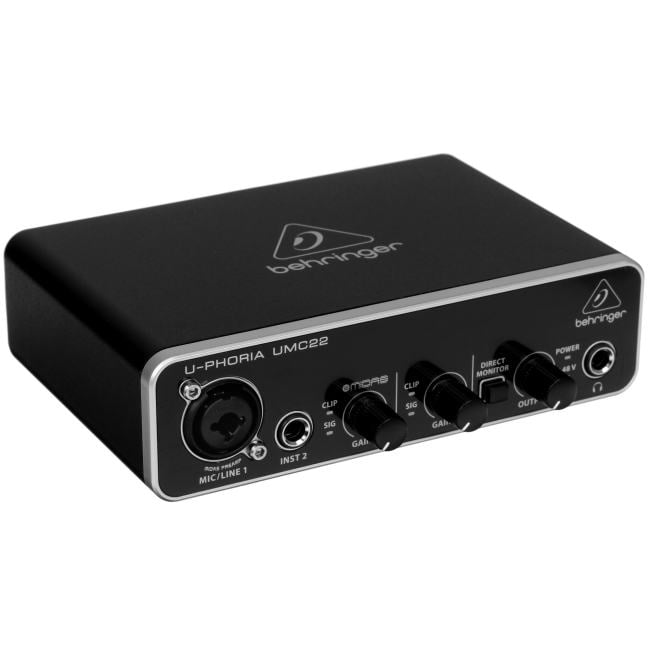 Behringer UMC22 внешний звуковой интерфейс, USB 2.0, 2 вх/2 вых канала, 1 мик/лин вход (комб. XLR+1