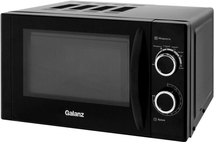 Микроволновая печь Galanz MOS-2001MB черный, 20 л, 700 Вт, переключатели - поворотный механизм