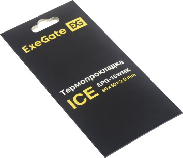 Exegate EX296145RUS Термопрокладка ExeGate Ice EPG-16WMK (50x90x2.0 mm, 16 Вт/ (м•К), теплопроводящая клейкая двухсторонняя)