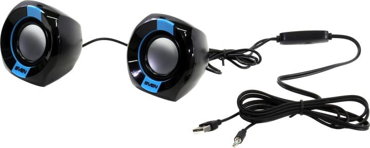 SVEN 150, чёрный-синий, USB, акустическая система 2.0, мощность 2x2,5 Вт(RMS)
