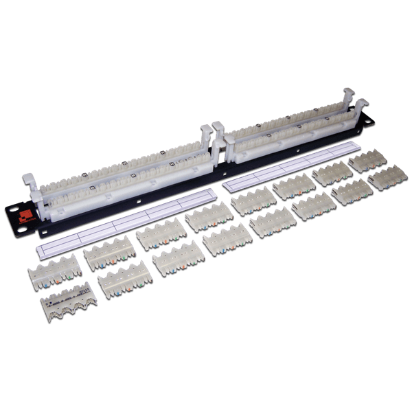 LAN-RS110-64FT/6 Кросс-панель Lanmaster 19" 1HU 64x110 кат. 6 универсальная неэкр. цвет: чёрный с модулями