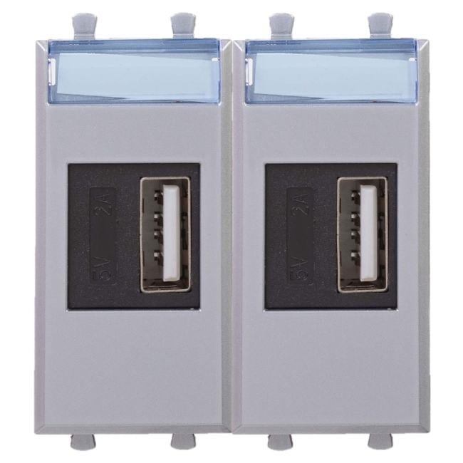 Зарядное устройство DKC 4404542 USB, модульное, "Закаленная сталь", 2модуля, "Avanti"
