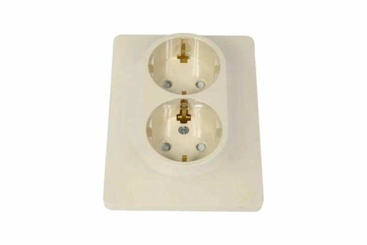 Розетка Systeme Electric GSL000226 2-я с заземлением со шторками (в сборе с рамкой)