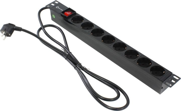 Аксессуар 5bites Блок розеток PDU819P-01 8S, PVC, SWITCH, 1U, 19", 2Mx3Gx1.5MM2, VDE