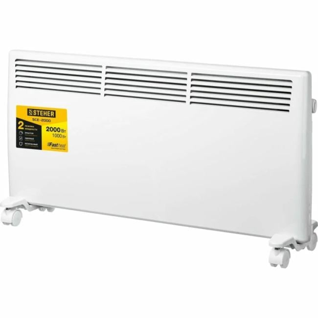 Конвектор электрический STEHER SCE-2000 белый, 2000 Вт, 25 м2, термостат