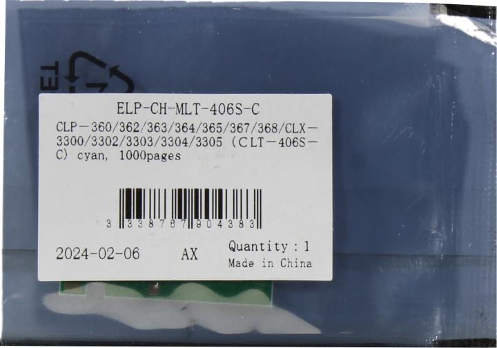 <ELP-CH-MLT-406S-C> Чип  Samsung  CLP-360/362/363/364/365/367/368/CLX-3300/3302/3303/3304/3305  Cyan, 1K