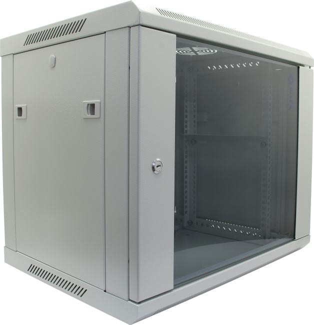 5bites <TC6401-09G> Шкаф настенный телекоммуникационный серый  9U  600x450,  дверь стекло-металл