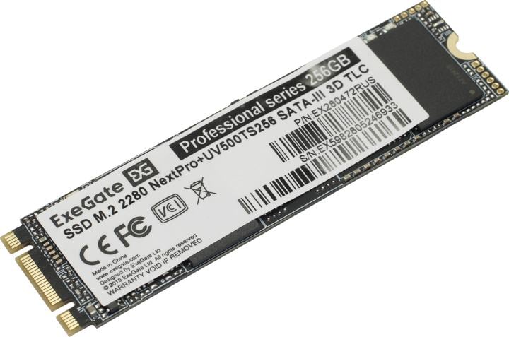 Накопитель SSD ExeGate NextPro+ UV500TS256, 256Gb, SATA III, M.2 2280, R/W 561/500