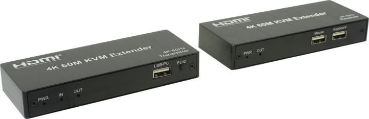 ORIENT VE070, HDMI 2.0 KVM extender (Tx+Rx), HDMI+USB+Audio удлинитель до 60 м по витой паре Cat6, HDMI 2.0, 4K@60Hz, HDCP, дополнительный выход HDMI, передача ИК сигнала управления (33336)