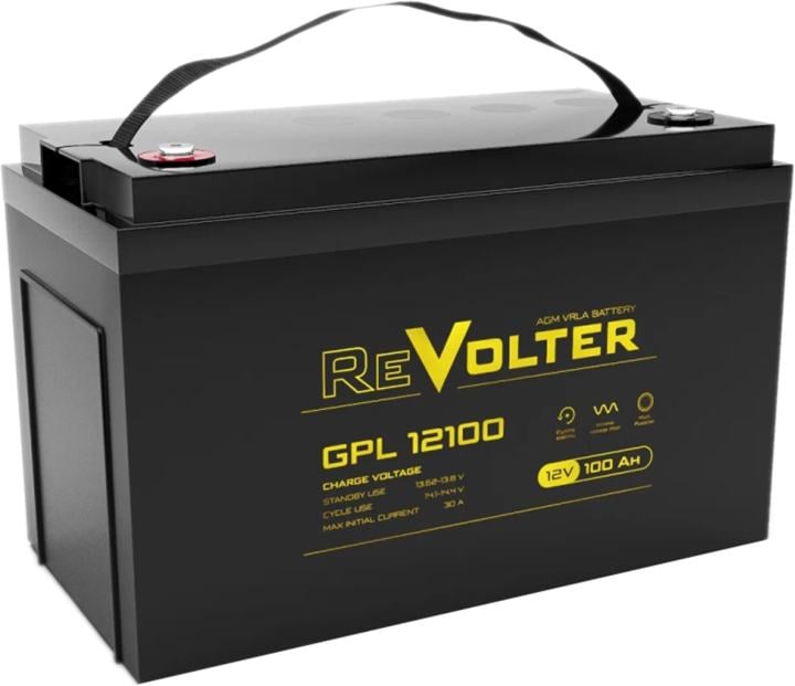 REVOLTER GPL 12100 12В  емкость 100Ач, клемма Болт М6 (330х172х218мм (219мм); Срок службы 10лет;