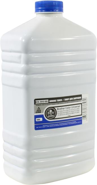 Тонер B&W Color Universal BCOL-301C-500, флакон 500г, голубой, совместимый (BCOL-301C-500)