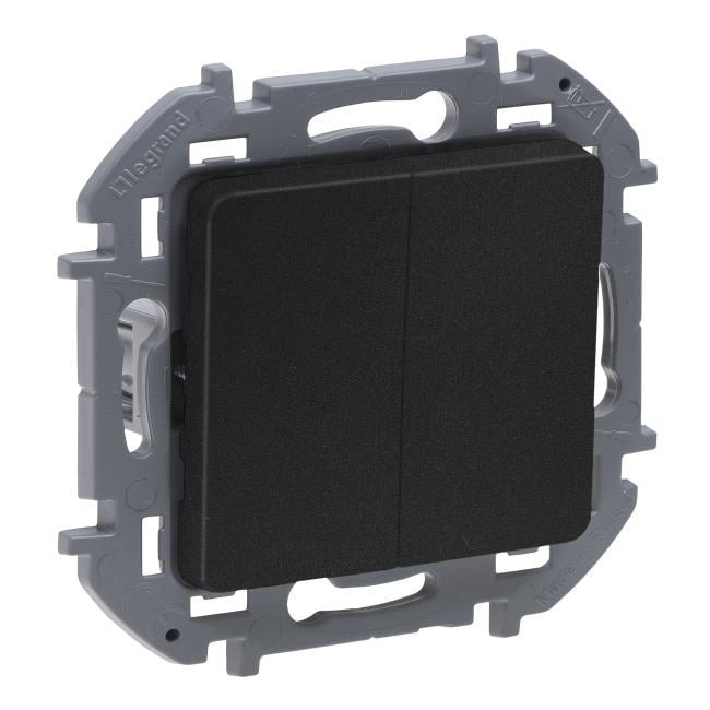 Legrand 673623 Выключатель двухклавишный INSPIRIA 10 AX 250 В~ антрацит (673623)