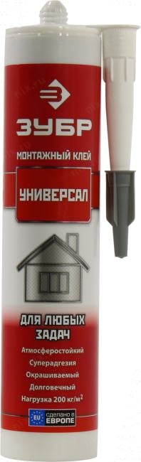 Клей монтажный ЗУБР КМ-100, универсальный, многоцелевой, 300мл