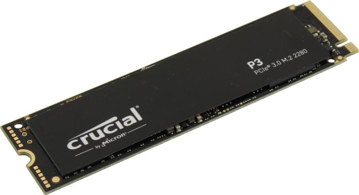 Твердотельный накопитель/ Crucial SSD P3, 500GB, M.2(22x80mm), NVMe, PCIe 3.0 x4, QLC, R/W 3500/1900MB/s, IOPs н.д./н.д., TBW 110, DWPD 0.1 (12 мес.)