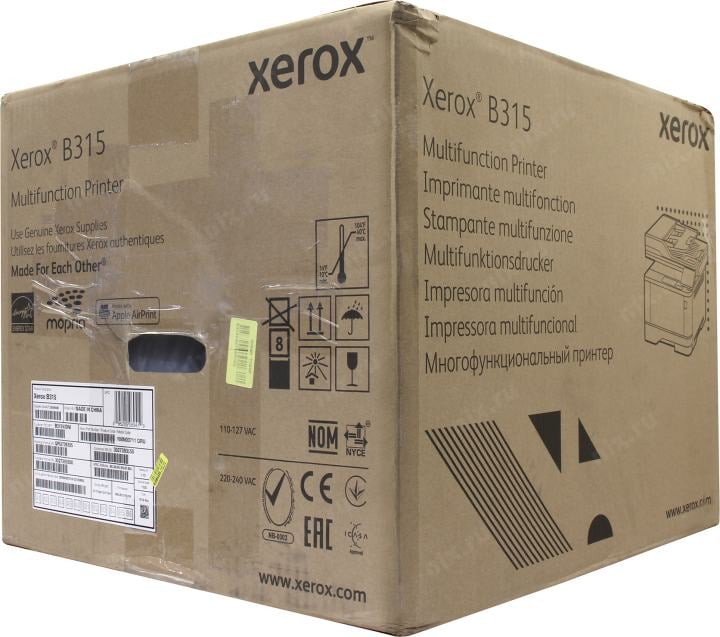 XEROX B315 <B315V/DNI> (A4, 40 стр/мин, 512Mb, МФУ, факс, LCD, DADF, USB2.0, WiFi,  сетевой, двусторонняя печать)