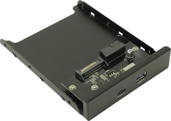 Exegate EX280447RUS Планка USB на переднюю панель Exegate U3H-617, 3,5", 1*USB3.0+1*TypeC, черная, подсоед-е к мат. плат