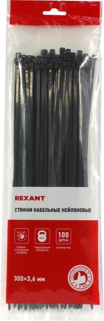 Rexant <07-0301 Black> Стяжка нейлоновая CK-300x3.6, 300 мм, уп-ка  100  шт