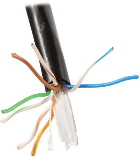 Кабель FTP 4 пары кат.5e <катушка 305м> 5bites <FS5500-305APE-M>, для внешней прокладки, с тросом