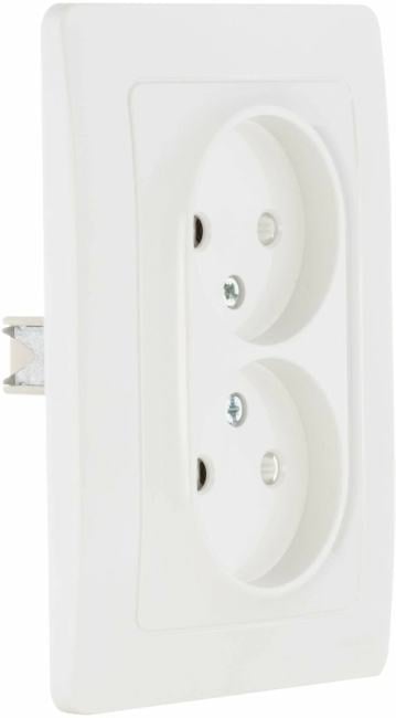 Розетка Systeme Electric BLNRS000121 2-ая б/з со шторками, 16А, 250В (белый) внутр