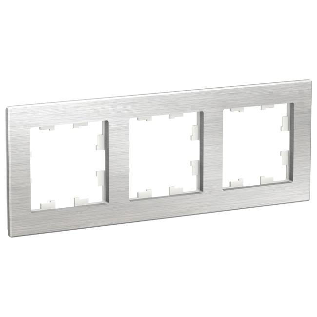 Schneider Electric ATN312103 ATLASDESIGN NATURE 3-постовая РАМКА, МЕТАЛЛ СЕРЕБРО