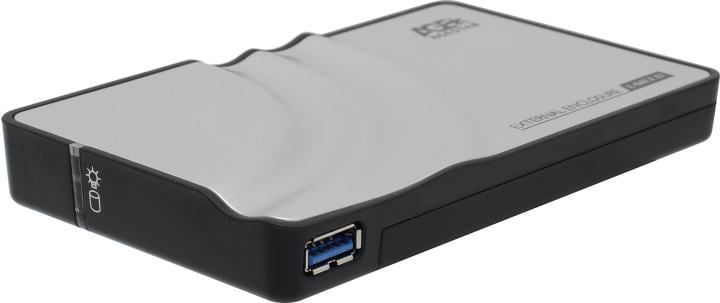 AgeStar 3UB2P USB 3.0 Внешний корпус 2.5" SATA HDD/SSD AgeStar 3UB2P USB3.0, алюминий, черный/серебристый, безвинтовая конструкция (06992/592006)