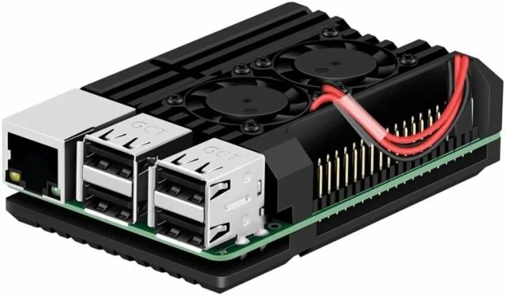ACD <RA503 Black> Metal Aluminum Case with Double Fans for Raspberry  Pi  4