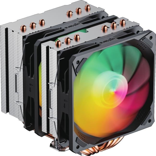 upHere D6SEC Black ARGB / 6HPx6mm, 260W TDP, dual tower, 2x120mm ARGB fans, 600-1600RPM, 68.2 CFM, 25dBA / D6SEC