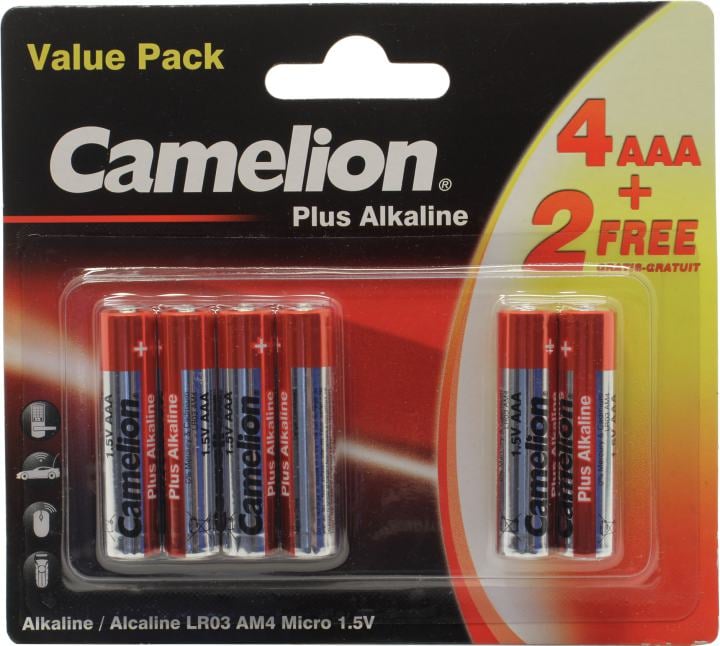 Camelion 4+2LR03-BP, Size "AAA", 1.5V, щелочной  (alkaline)  <уп.  6 шт>
