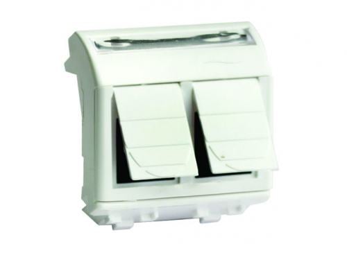 Розетка DKC 75643S компьютерная RJ-45, кат.5е (2 разъема АМР), слоновая кость, 2 модуля, "Brava"